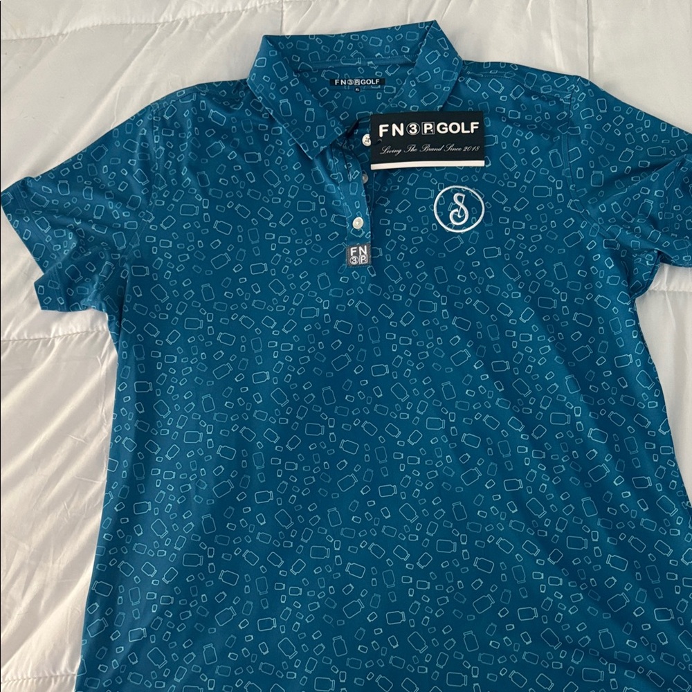 Blue Patterned Polo Shirt